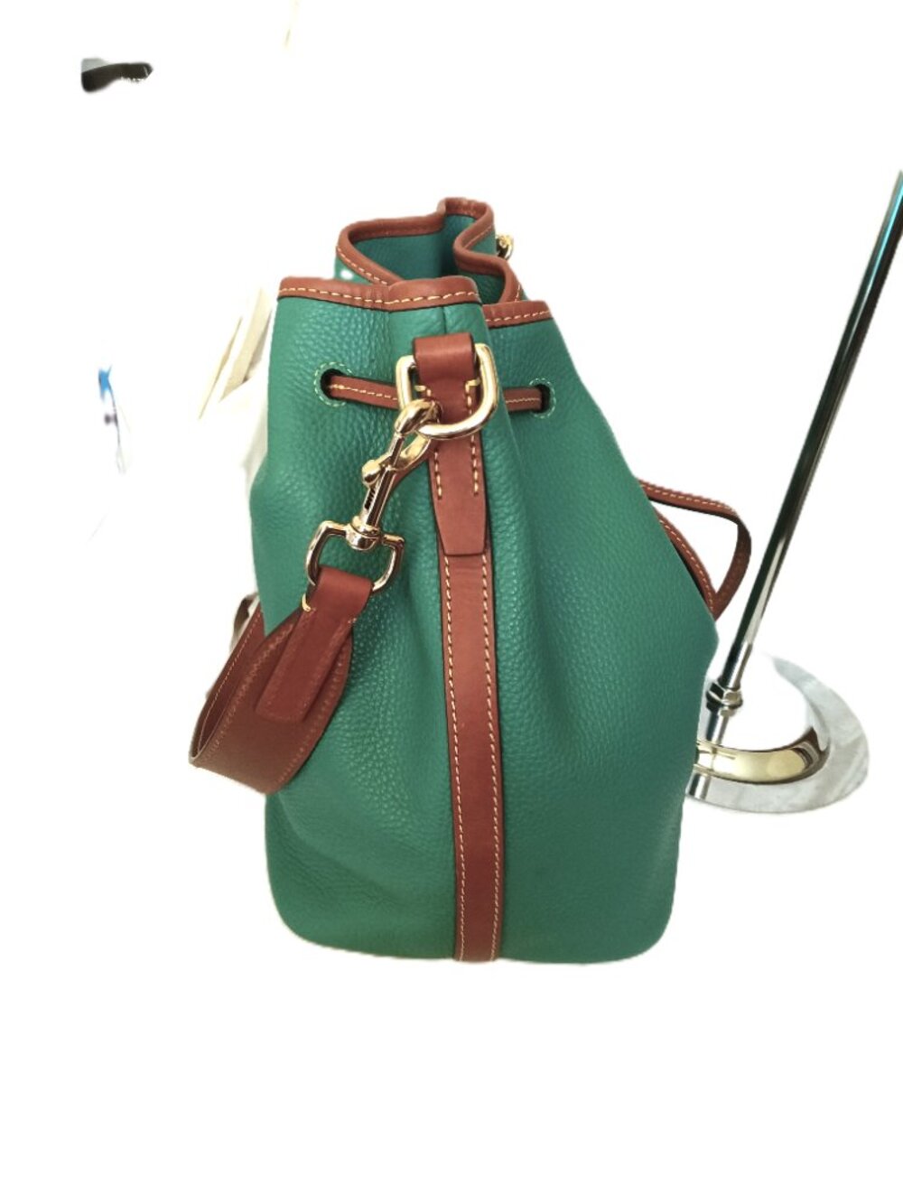 Dooney Bourke Tasha Drawstring Pebble Grain Leather Spearment NWOT - Picture 6 of 14